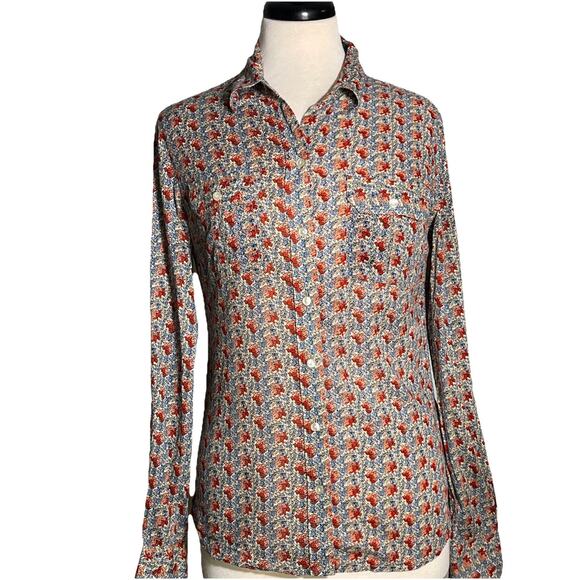 Lucky Brand Long Sleeve Button Up Shirt Women’s Small Western Flair 100% Cotton - Picture 1 of 6